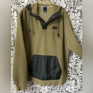 Nike Olive Green Hoodie Pullover Jacket Black Hood & Hand Pocket XXl